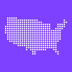 Vector square pixel dotted map of USA isolated on background. Digital map logo.