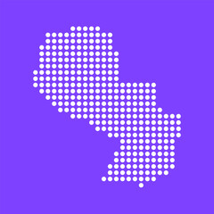 Obraz premium Vector square pixel dotted map of Paraguay isolated on background. Digital map logo.