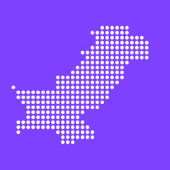 Vector square pixel dotted map of Pakistan isolated on background. Digital map logo.