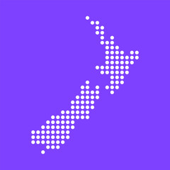 Vector square pixel dotted map of New Zealand isolated on background.