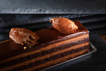 Delicious Chocolate Cake Close-Up - 4K Ultra HD Image of Irresistible Dessert Indulgence