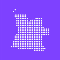 Fototapeta premium Vector square pixel dotted map of Angola isolated on background.