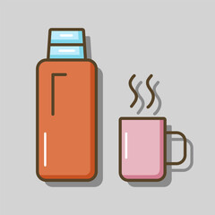 Thermos bottle vector isolated icon. Camping sign