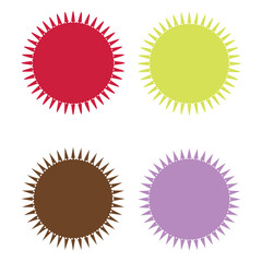 Starburst, sunburst price tag, label icon with blank, empty space. Price flash button, pin shape. Vector illustrator. EPS file 142.