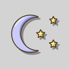 Moon and star vector isolated icon. Camping sign