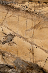 Grunge old stone background with dark cracks, great for your design and texture background, Vertical image, copy space.