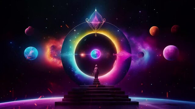 State of mind, astrological horoscope, universe, cosmos. Healing therapy, etc. Mystical surrealism conceptual abstract fantasy art. Suitable for content illustration like religion, meditation, science