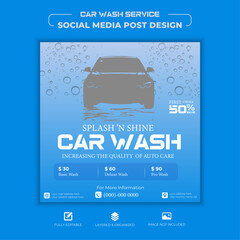 Free vector cleaning service car wash social media post design template with social media post design Mockup, real estate, medical, business, corporate use, a4 size 