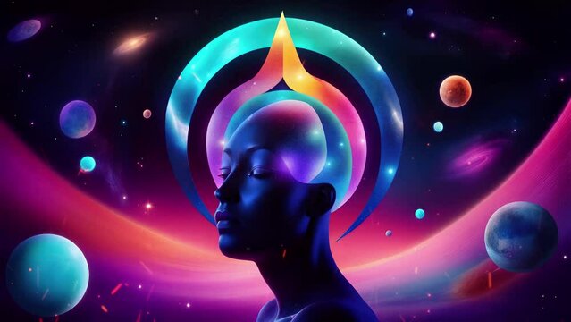 Cosmos, mystical surrealism conceptual abstract fantasy art, state of mind, astrological horoscope, universe. Suitable for content illustration like religion, meditation, science, healing therapy, etc