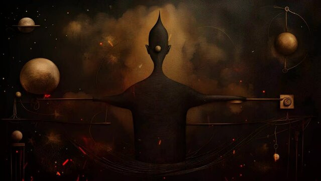 State of mind, astrological horoscope, universe, cosmos. Healing therapy, etc. Mystical surrealism conceptual abstract fantasy art. Suitable for content illustration like religion, meditation, science