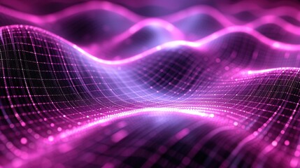 Abstract wave made out of grids that are seen from a cinematic view of one of the holy geometry shapes, the shape is clearly animated, clear neon lines, 3d render, nothingness.