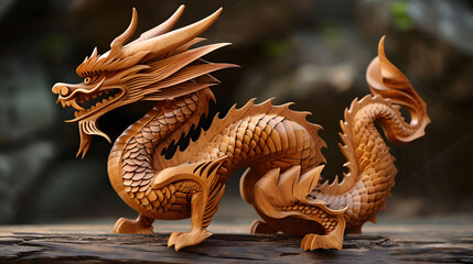 traditional chinese wooden dragon, symbol of the year, generative ai - 722445362