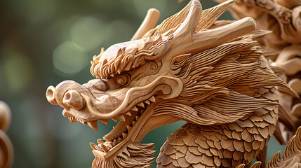 traditional chinese wooden dragon, symbol of the year, generative ai - 722445562