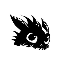 Obraz premium dragon peeking icon simple svg vector black shilhouette