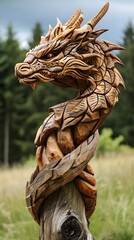 traditional chinese wooden dragon, symbol of the year, generative ai - 722446705