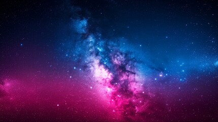 Vivid pink and blue hues in a cosmic nebula.
