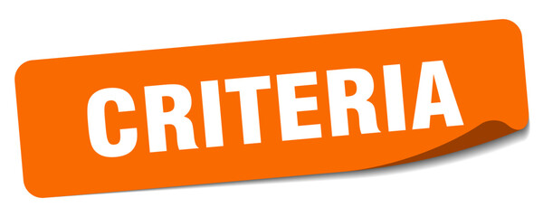 criteria sticker. criteria label