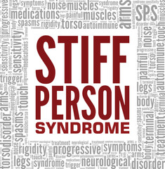 Stiff-person Syndrome SPS word cloud conceptual design isolated on white background.