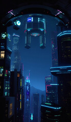 Futuristic background with lights. Technology Backdrop. Hi-tech template. Banner for presentation or product. Flyer, card design. Futurism theme