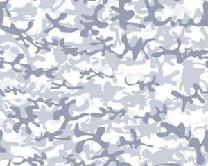 Camo Snow Canvas. White Modern Pattern. Military Vector Camoflage. Winter Camouflage. Repeat Abstract Camouflage. Winter Camo Paint. Snow Seamless Paint. Woodland Army Brush. Hunter Blue Texture.