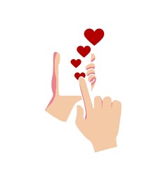 hand holding smart phone sending hearts , internet ,social  media like symbol 