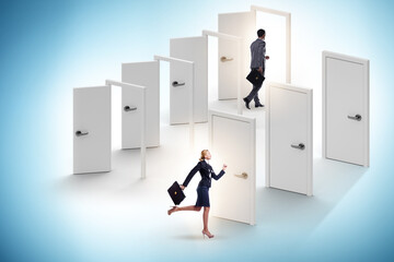 Business people and many doors of opportunities