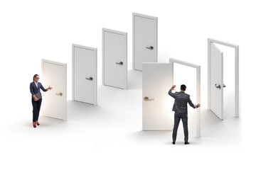 Business people and many doors of opportunities