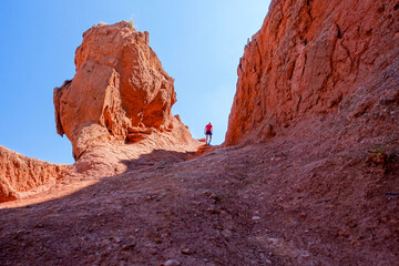 Orange rock in high mountains