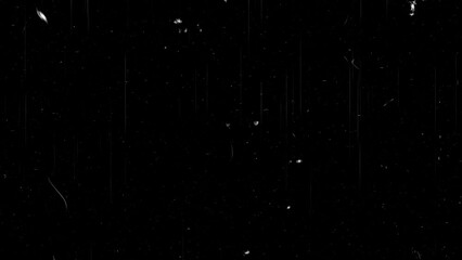 Dust and grain on the old damaged film surf white dust and scratches on a black background. The texture of dirt on the glass 4k free video download