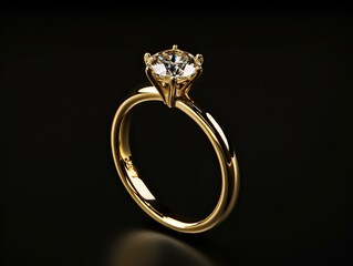 gold ring with diamond isolated on black