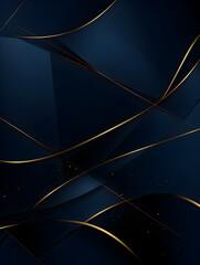 Abstract dark blue background with golden lines elements 