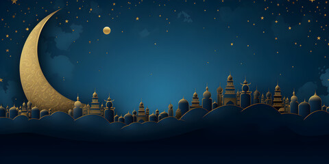 Abstract dark blue Ramadan celebration background 