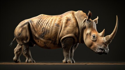 Fototapeta premium a close up of a rhinoceros on a black background with a black back ground and a black back ground.