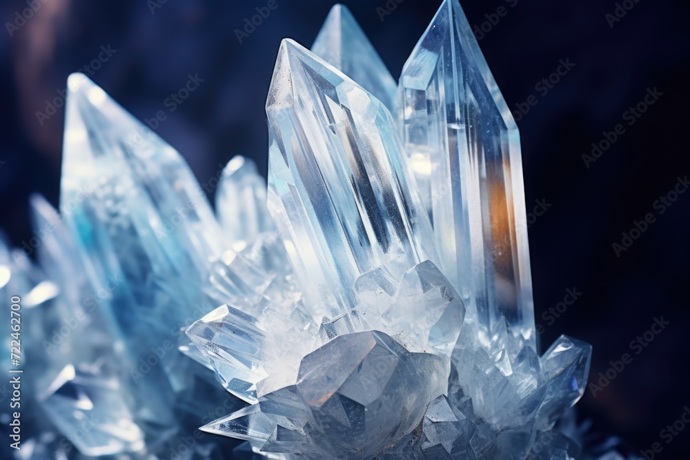 Poster A cluster of crystals sitting on top of a table. Perfect for adding a touch of elegance and mystique to any setting