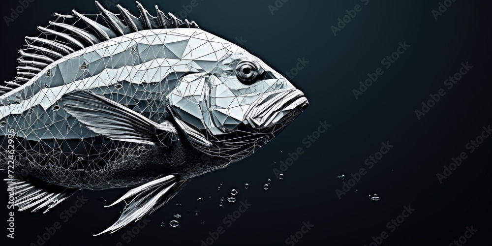 Poster A monochrome picture of a fish. Suitable for various uses