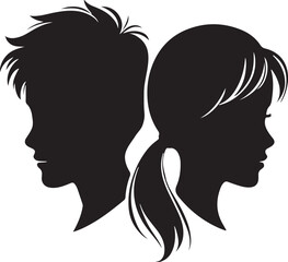silhouette of a child face vector illustration 