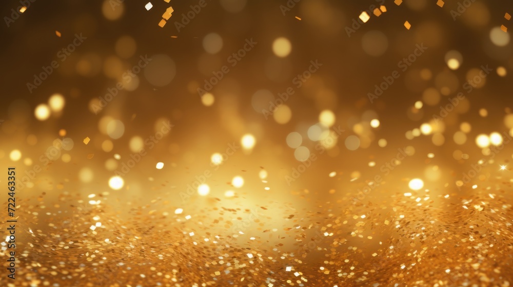 Poster A stunning gold glitter background with subtle lights in the background. Perfect for adding a touch of glamour and sparkle to any design project