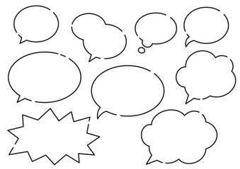 いろいろな形のふきだしセット（途切れあり）