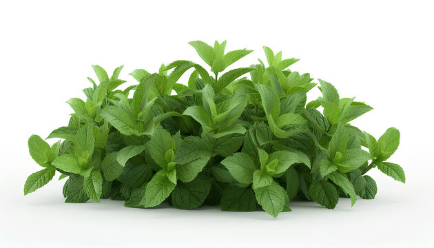 green mint herb isolated on white background