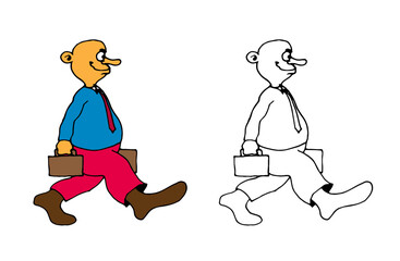 Coloring pages for kids with business people, cartoon style