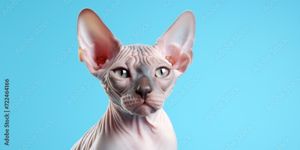 Aufkleber a close-up photograph of a cat against a vibrant blue background. this image can be used for various