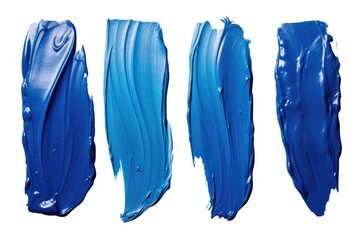 Fototapeta premium Four different shades of blue paint on a white background. Ideal for artistic projects and design concepts