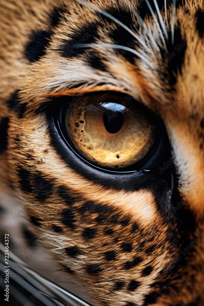 Poster a close-up view of a cat's eye with a blurry background. suitable for various uses
