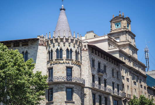 Barcelona, Spain - May 26, 2015: Catalana Occident building at Passeig de Gracia avenue in Barcelona city