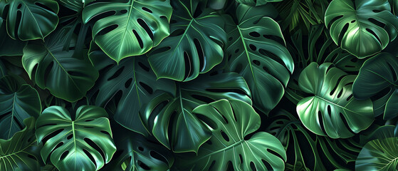 Seamless pattern - Monstera leaves