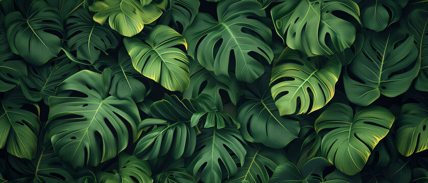 Seamless pattern - Monstera leaves