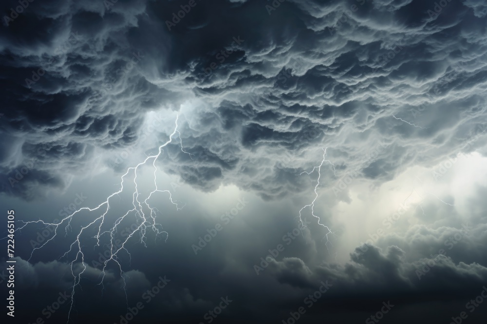 Poster A massive cloud filled with intense lightning, creating a dramatic and electrifying scene. Perfect for illustrating the power and beauty of nature.