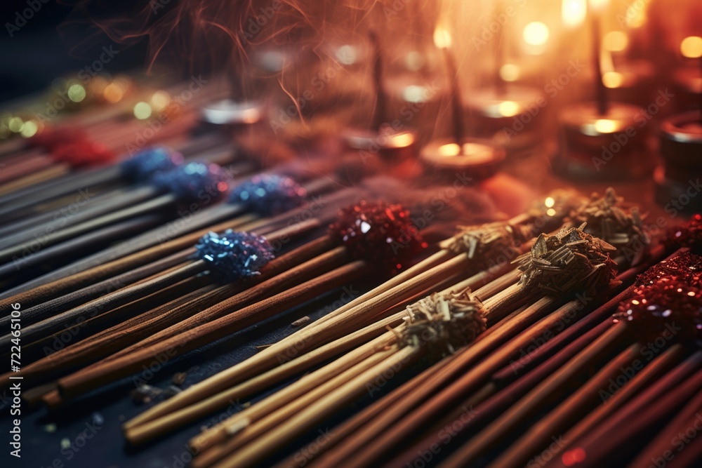 Aufkleber a bunch of sticks sitting on top of a table. suitable for various uses