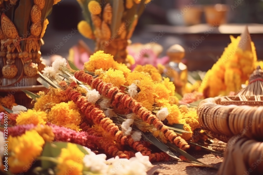Poster flowers arranged in a bunch on a table. suitable for various occasions and decorations