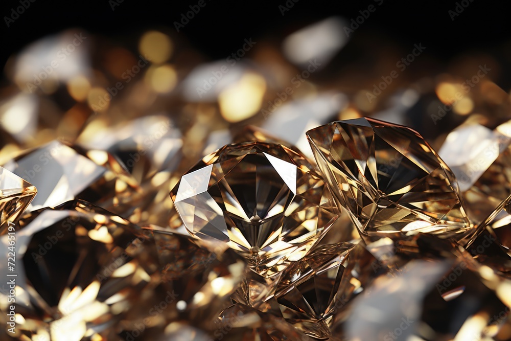Poster a collection of sparkling diamonds arranged on a sleek black surface. perfect for luxurious and eleg